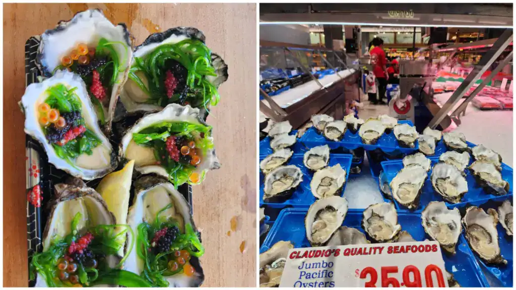 雪梨魚市場岩石生蠔跟太平洋生蠔，大小不太一樣